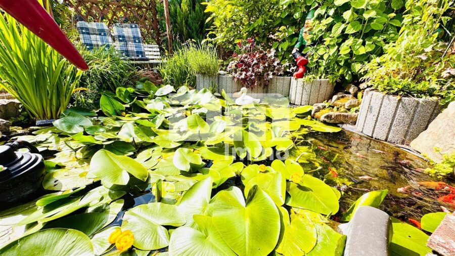 Teilsaniertes Einfamilienhaus mit Anbauten + Nebengebäude auf 1.600 m² Traumgartengrundstück - Fischteich